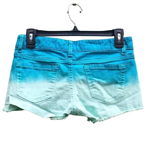 Mossimo Women Girls Juniors Size 5 Blue Dip Dye Ombré Shorts - Picture 2 of 4